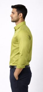 Neehar | Light Olive Yellow Formal Shirt for Men | Office & Daily Wear - Image 3