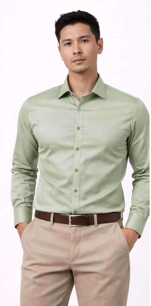 Green4ShirtFron Neehar | Pale Green Formal Shirt for Men | Office & Daily Wear - Image 1